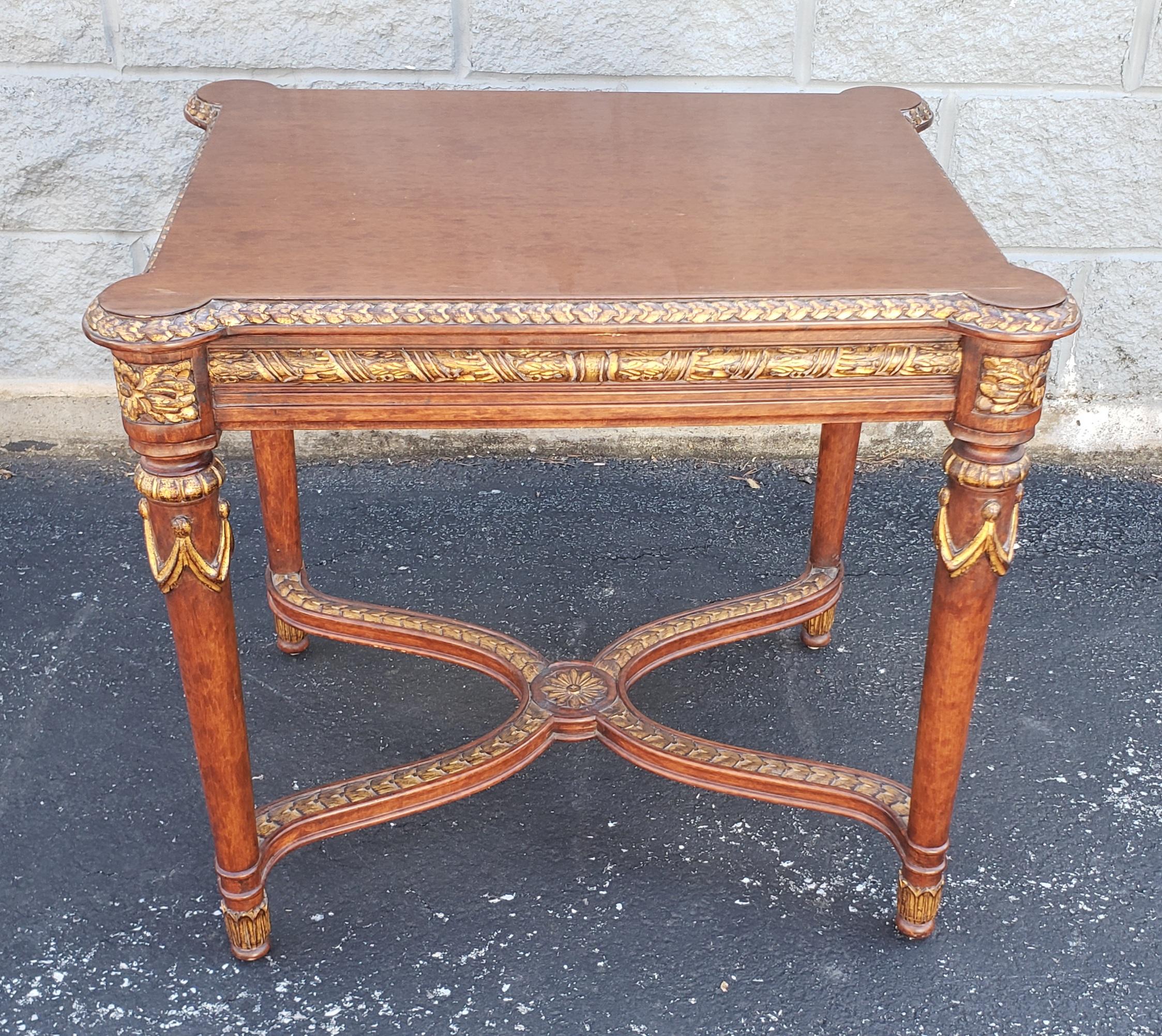 A william and Mary Style partial gilt fruitwood side table. Measures 27