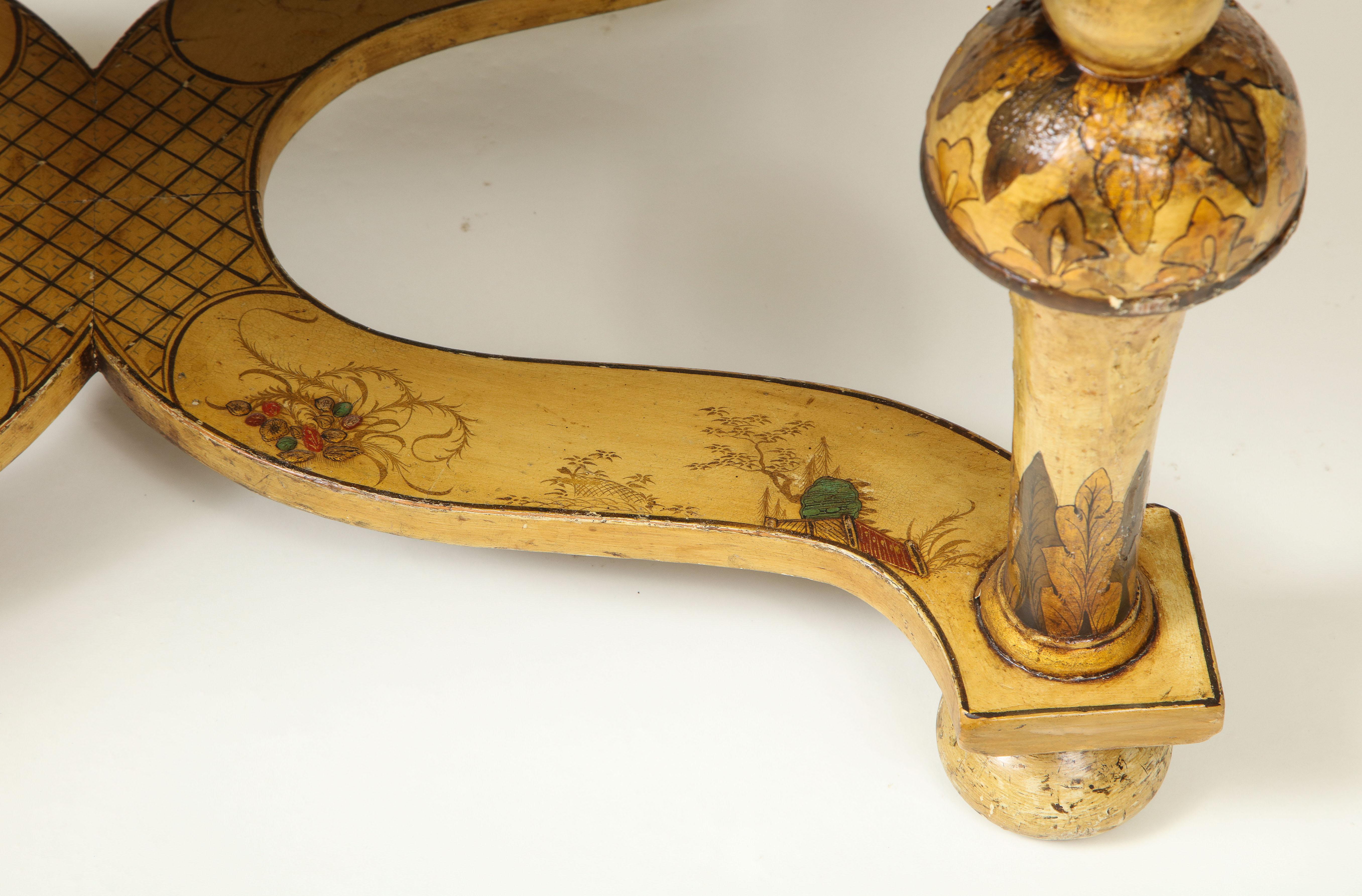 William and Mary Style Silk and Ochre-Japanned Bench For Sale 10