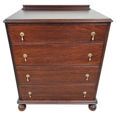 William And Mary Style Vintage Mahogany Chest Of Drawers Having Ball Feet