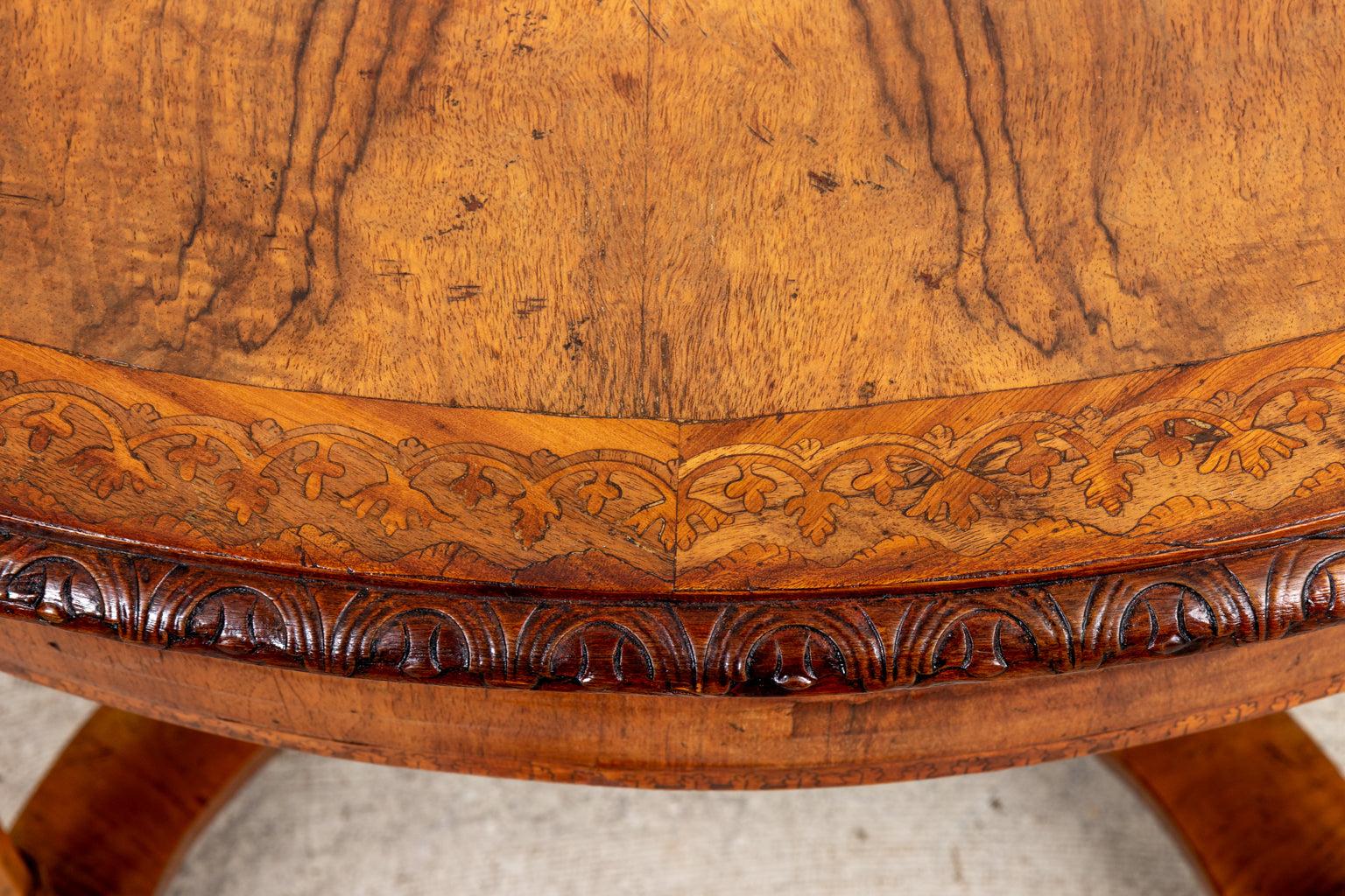 Unknown William and Mary Style Walnut Demilune Table For Sale