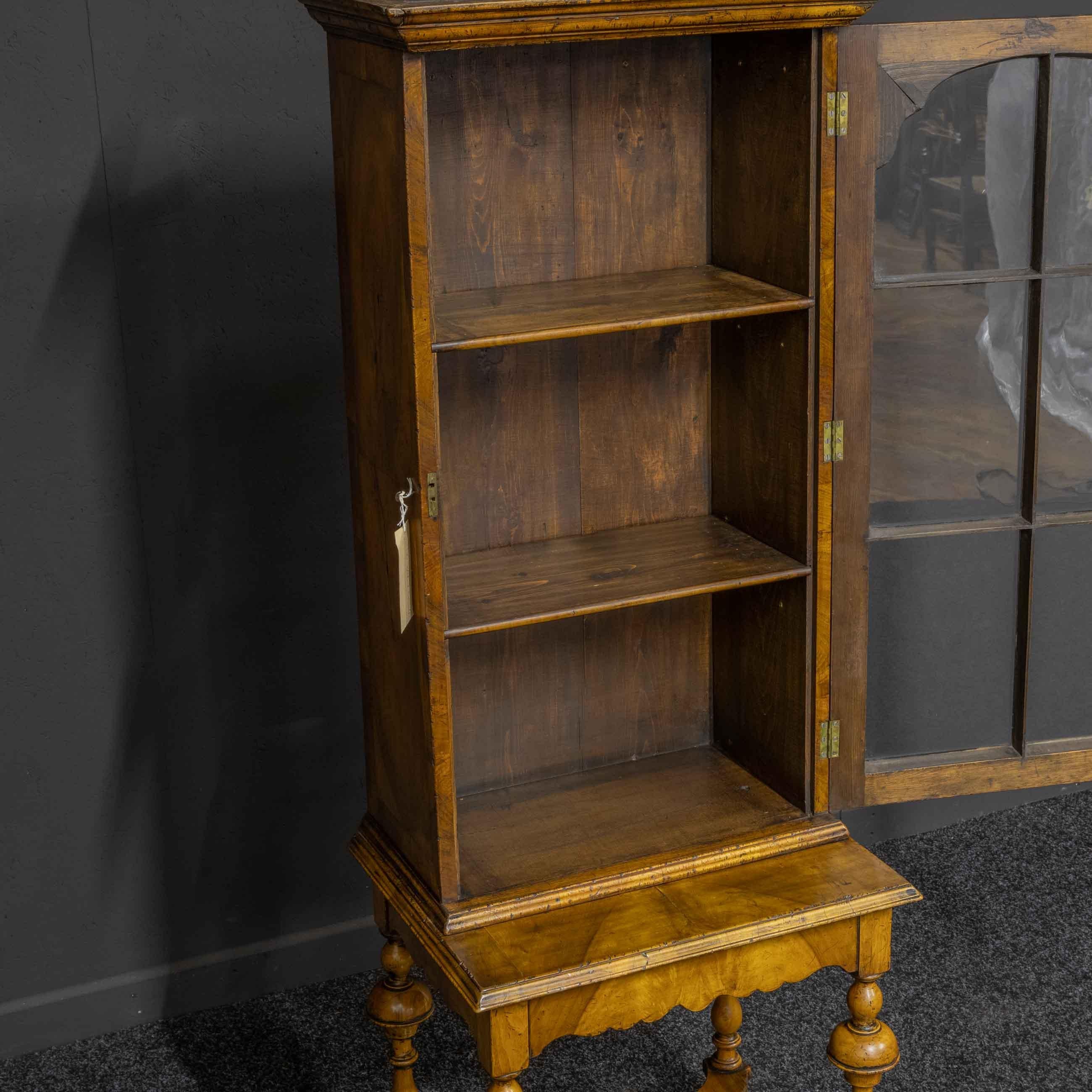 20th Century William and Mary Style Walnut Display Cabinet