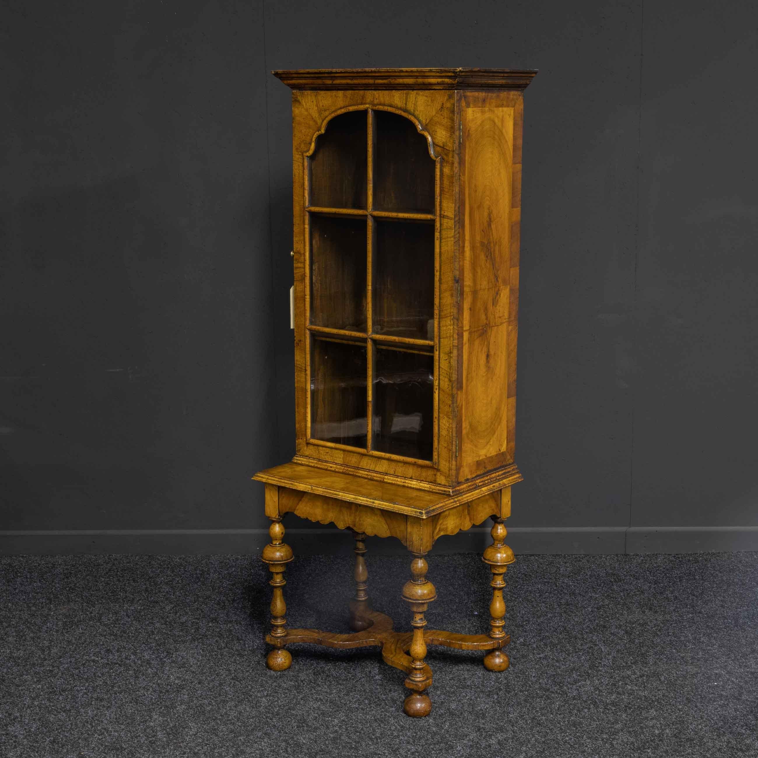 William and Mary Style Walnut Display Cabinet 1
