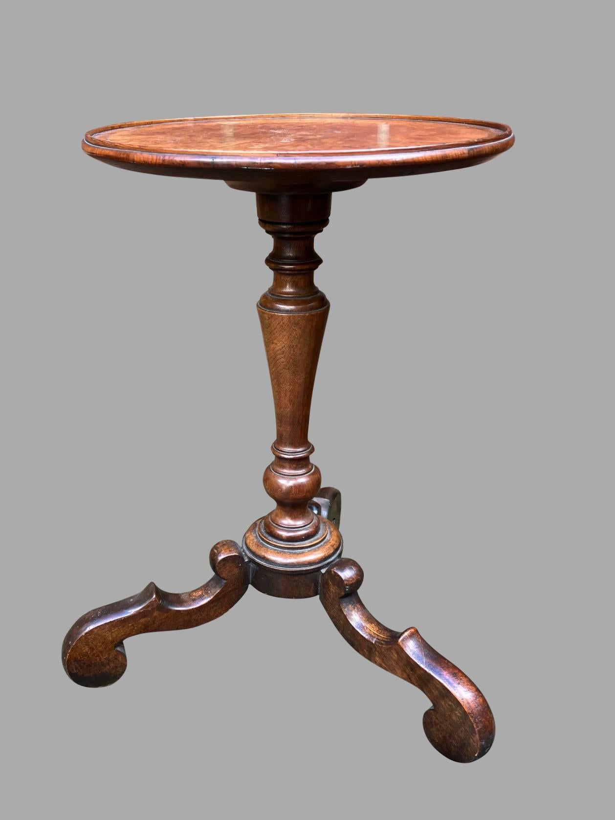 English Labeled William and Mary Style Walnut Side Table by W. Charles Tozer London