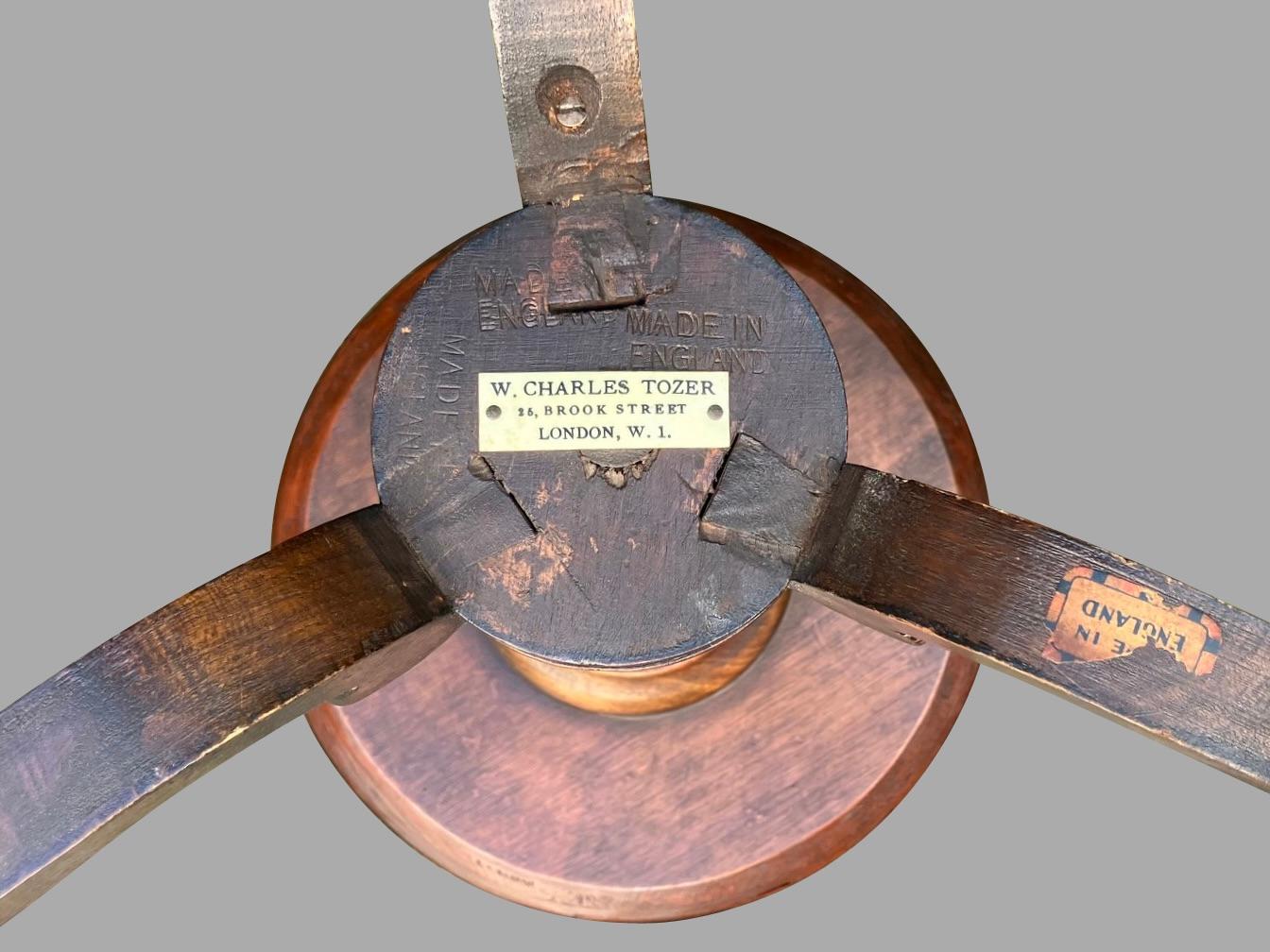 Labeled William and Mary Style Walnut Side Table by W. Charles Tozer London 3