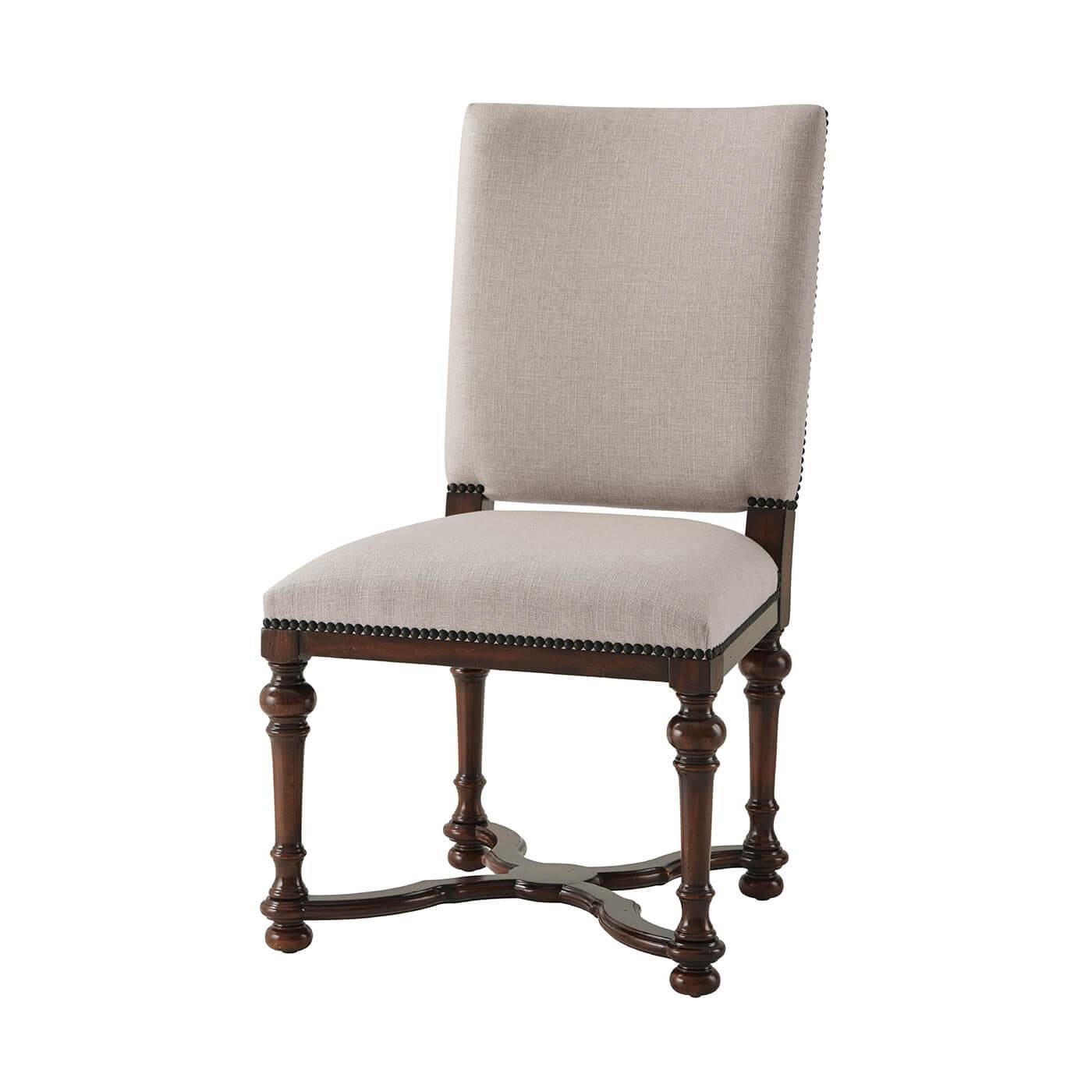 Vietnamese William and Mary Upholstered Dining Side Chairs For Sale