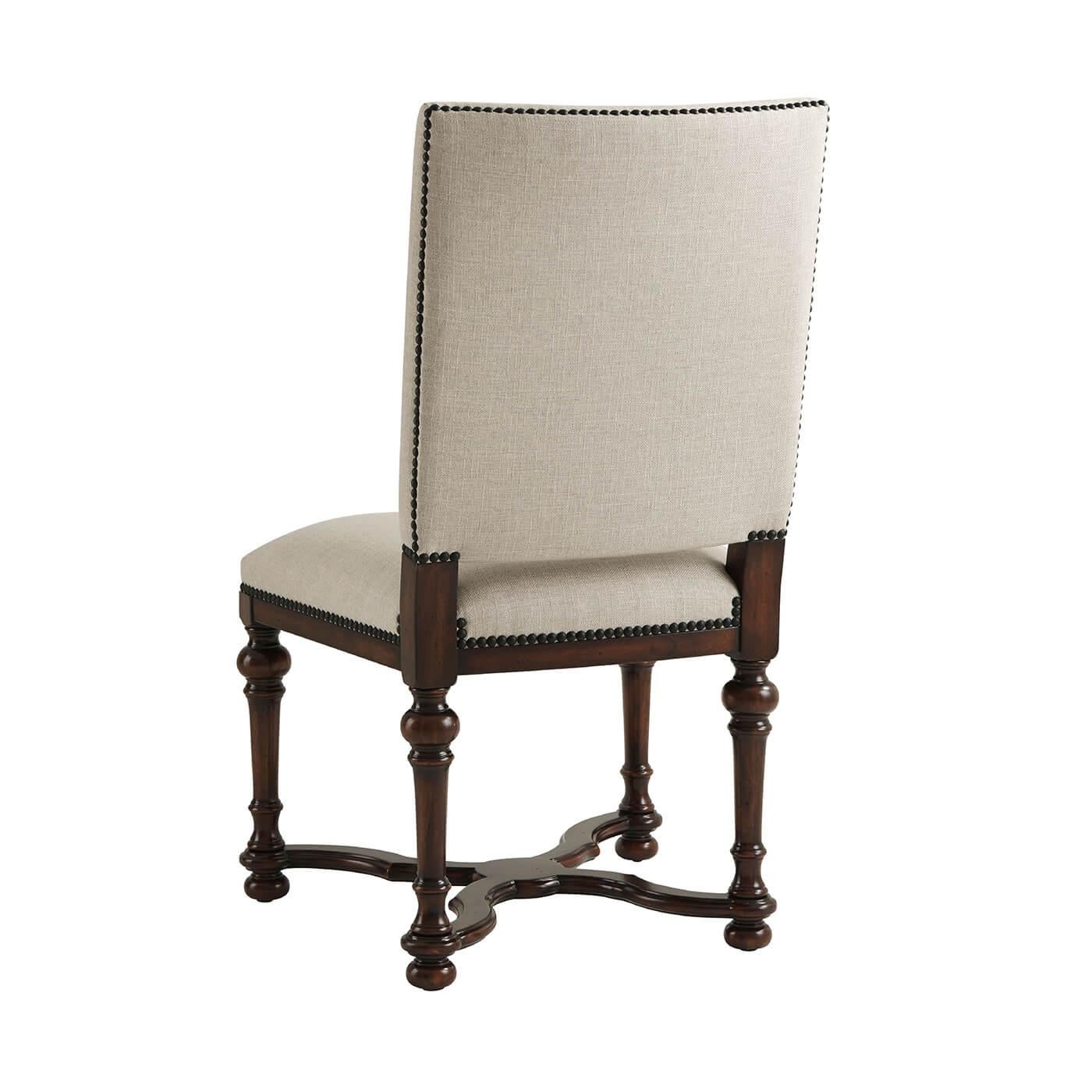 Contemporary William and Mary Upholstered Dining Side Chairs For Sale