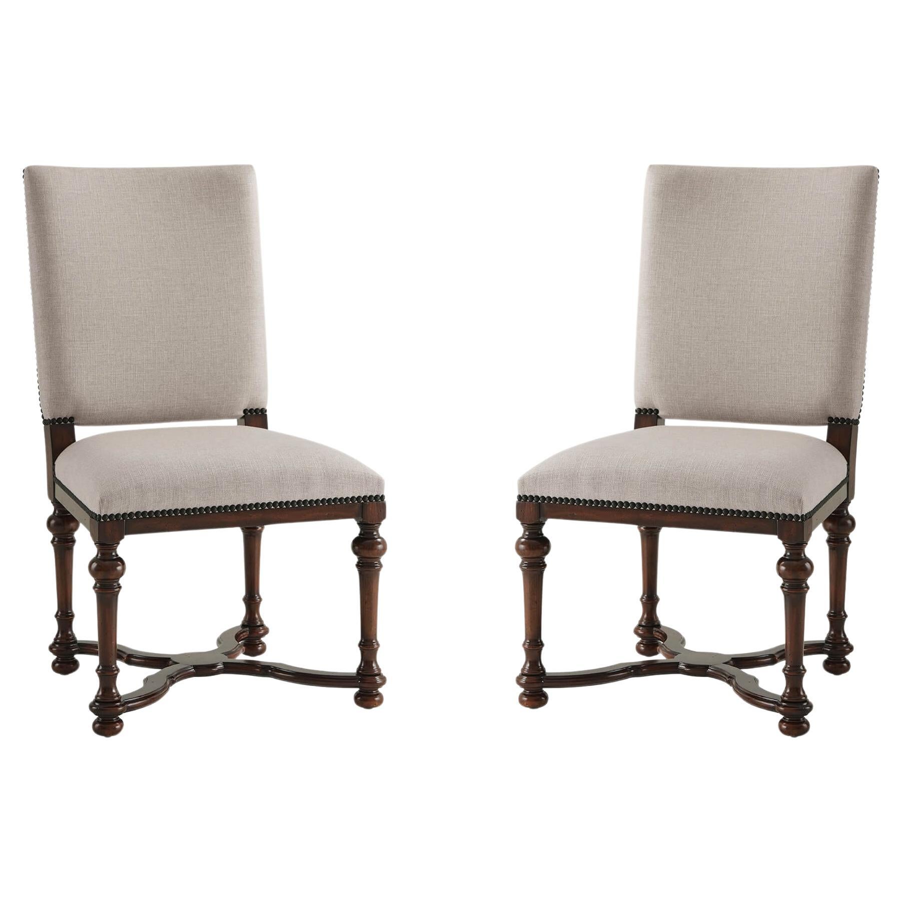 William and Mary Upholstered Dining Side Chairs For Sale
