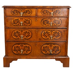 William and Mary Walnut and Marquetry Chest of Drawers