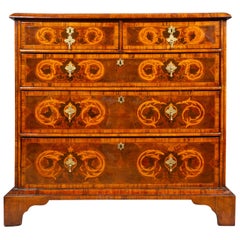 William And Mary Walnut And Oyster Veneer Chest Of Drawers