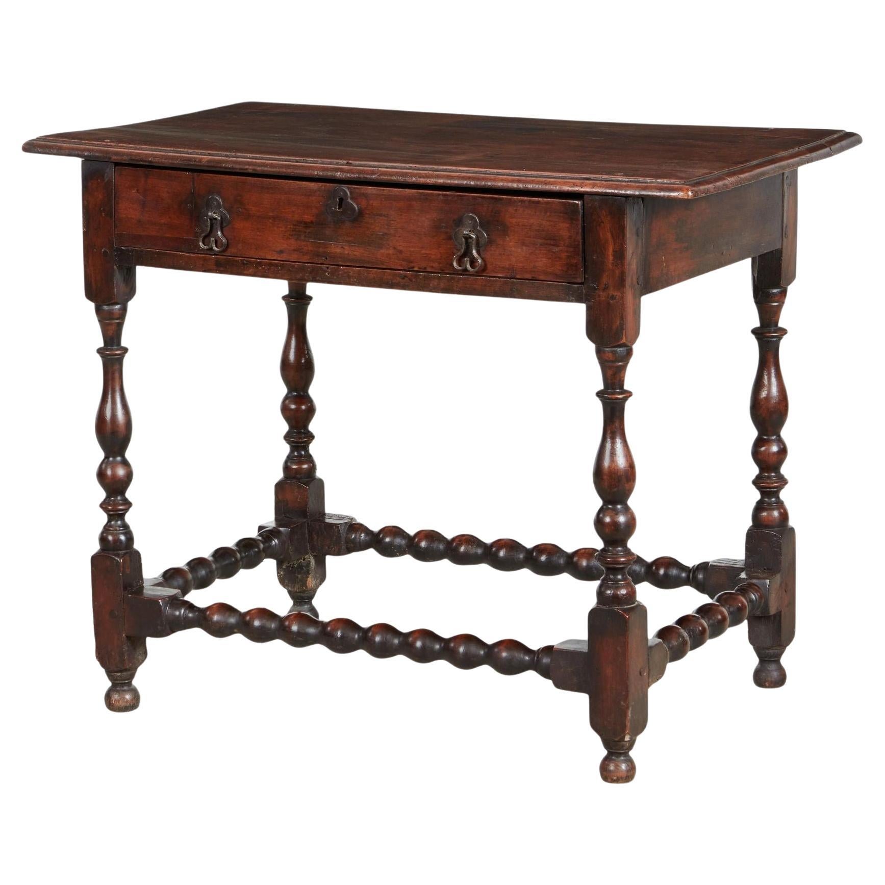 William and Mary Walnut Bobbin Stretcher Table