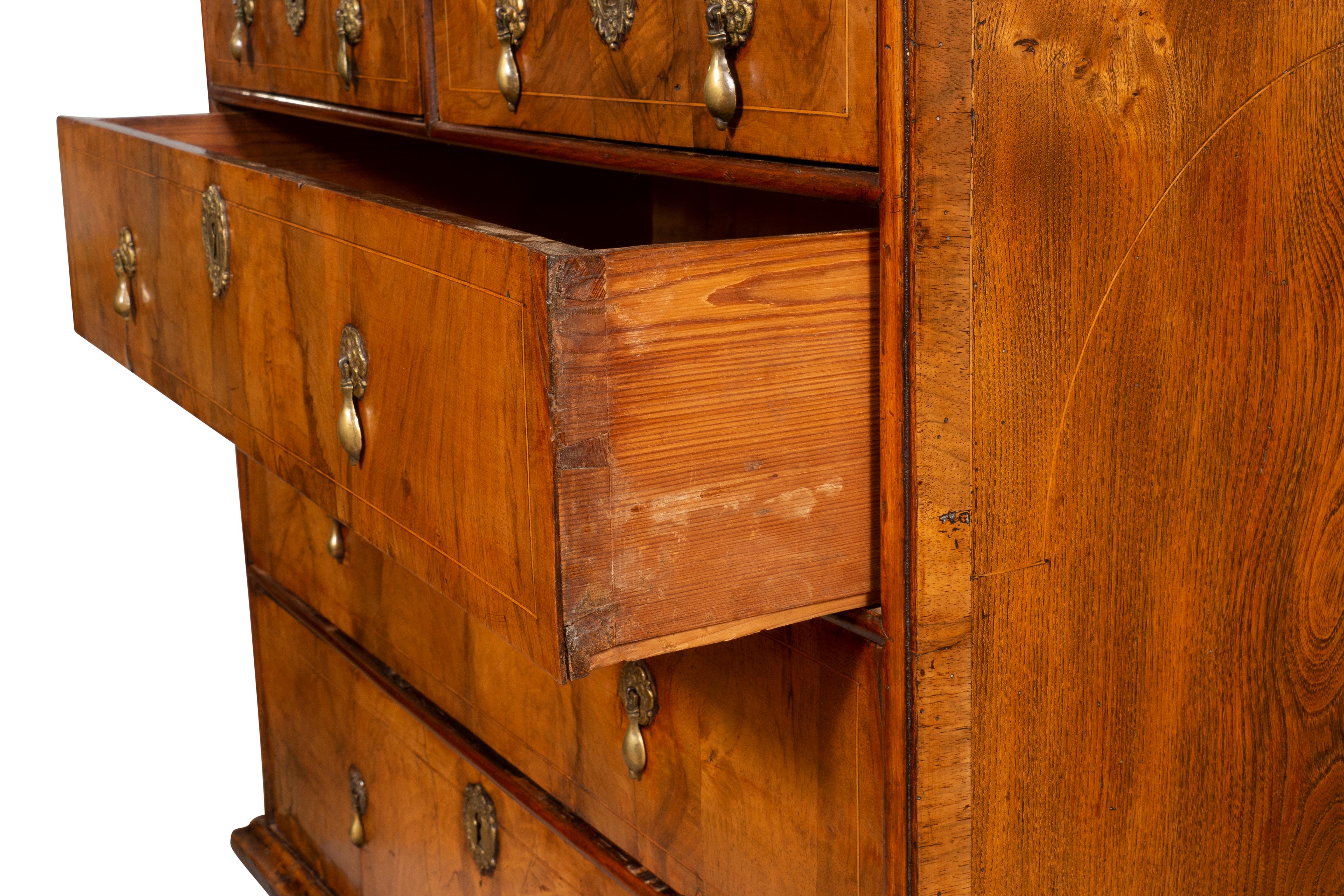 William and Mary Walnut Chest of Drawers 8