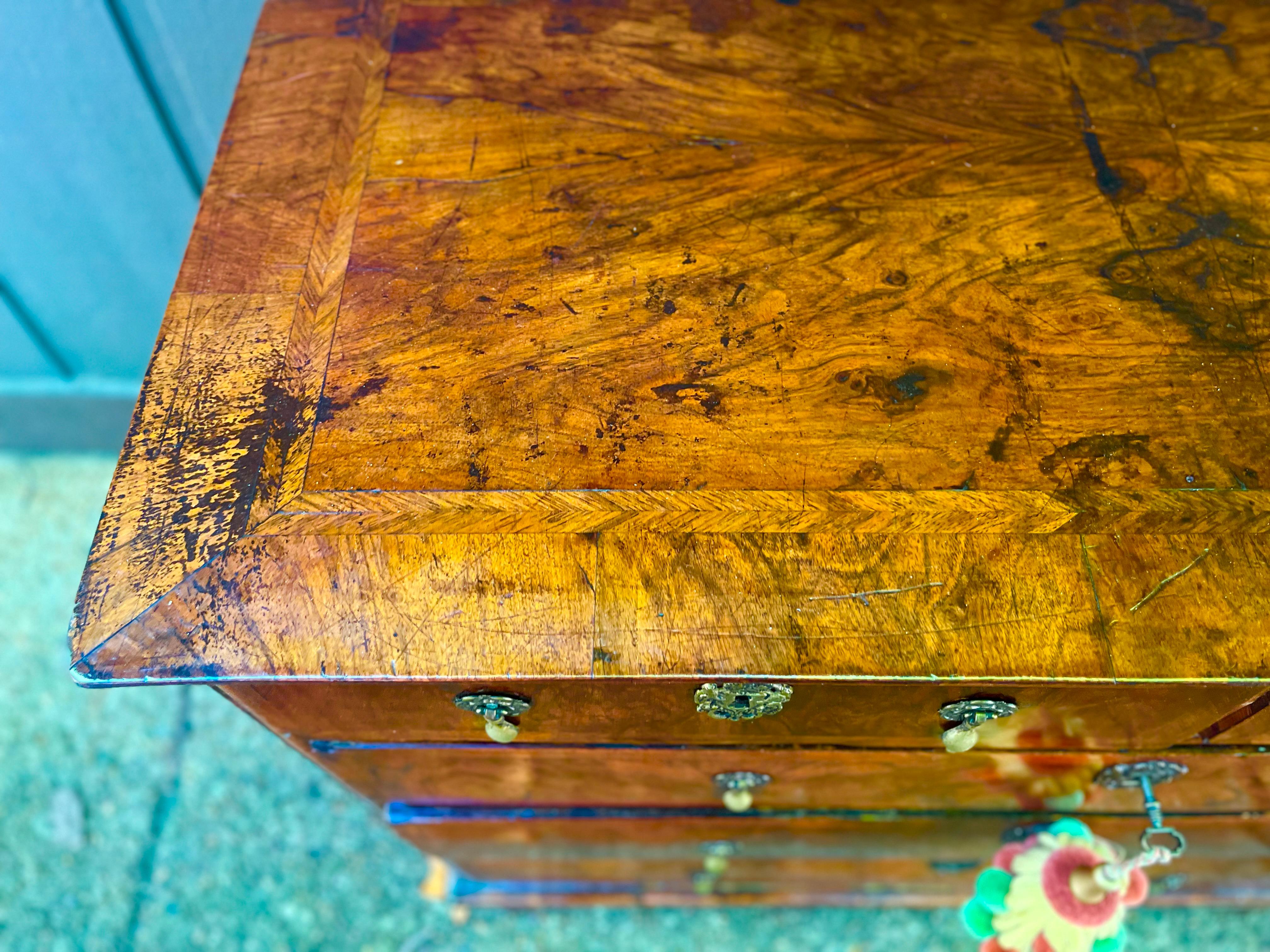 William and Mary Walnut Chest on Bun Feet . 6