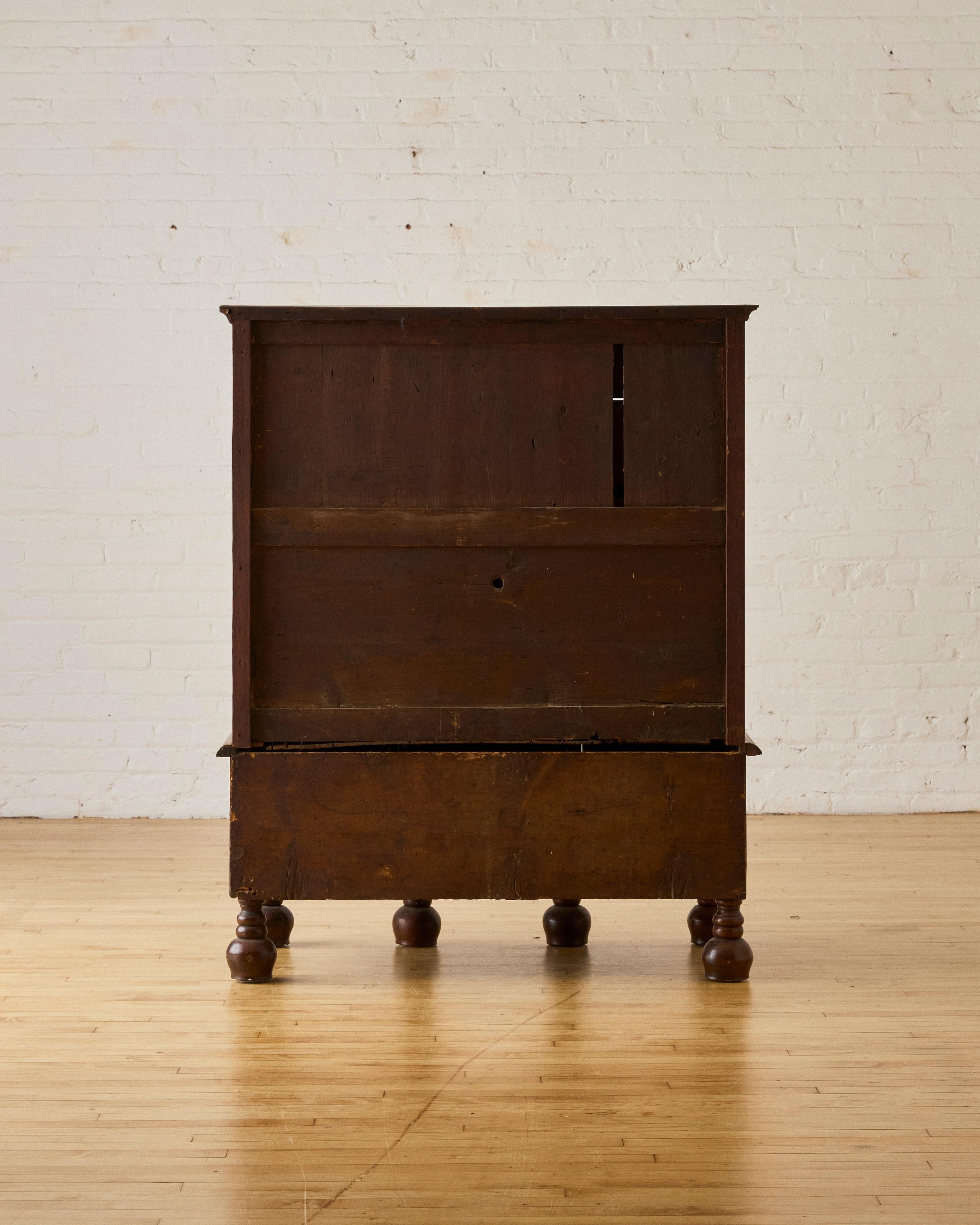 19th Century William and Mary Walnut Chest with teardrop feet