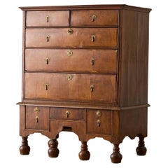 William and Mary Walnut Chest with teardrop feet