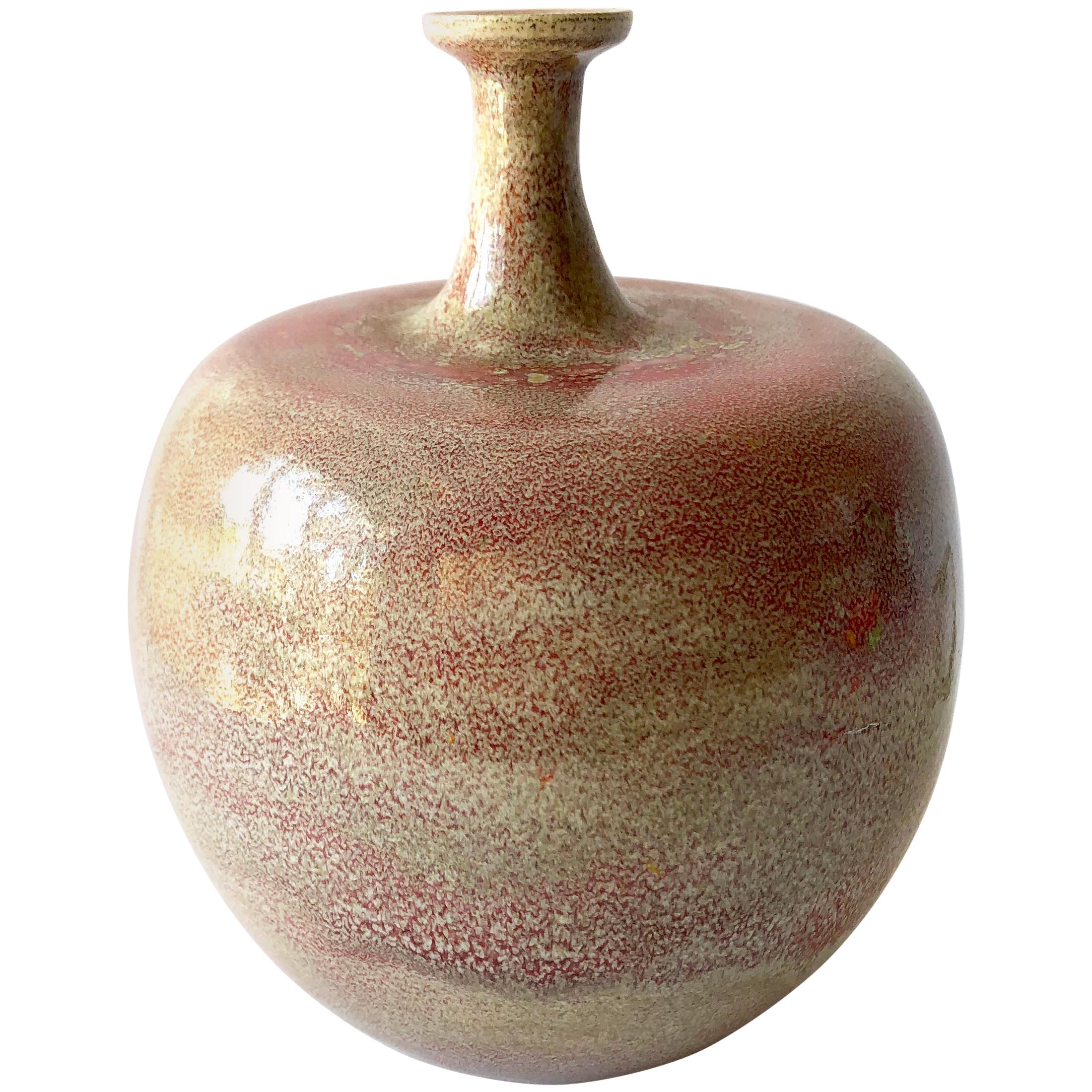 California studio pottery bud vase created by William and Polia Pillin, circa 1960's. Vase measures 9