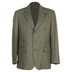 William And Son Men's Checked Wool Blend Tweed Blazer Xlarge