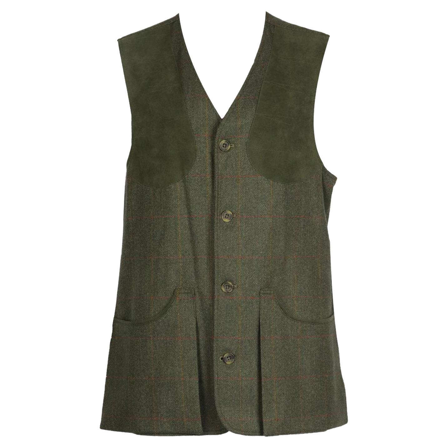 William And Son Men's Checked Wool Blend Tweed Vest Large