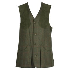 William And Son Men's Checked Wool Blend Tweed Vest Large