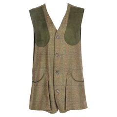 William And Son Men's Checked Wool Blend Tweed Vest Large