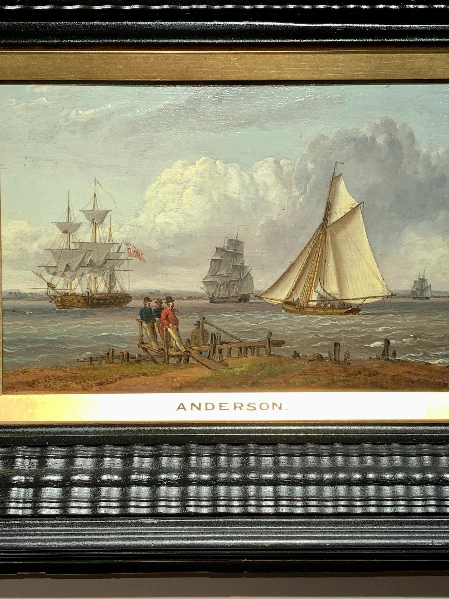 Antique English 19th century marine scene - Painting by William Anderson
