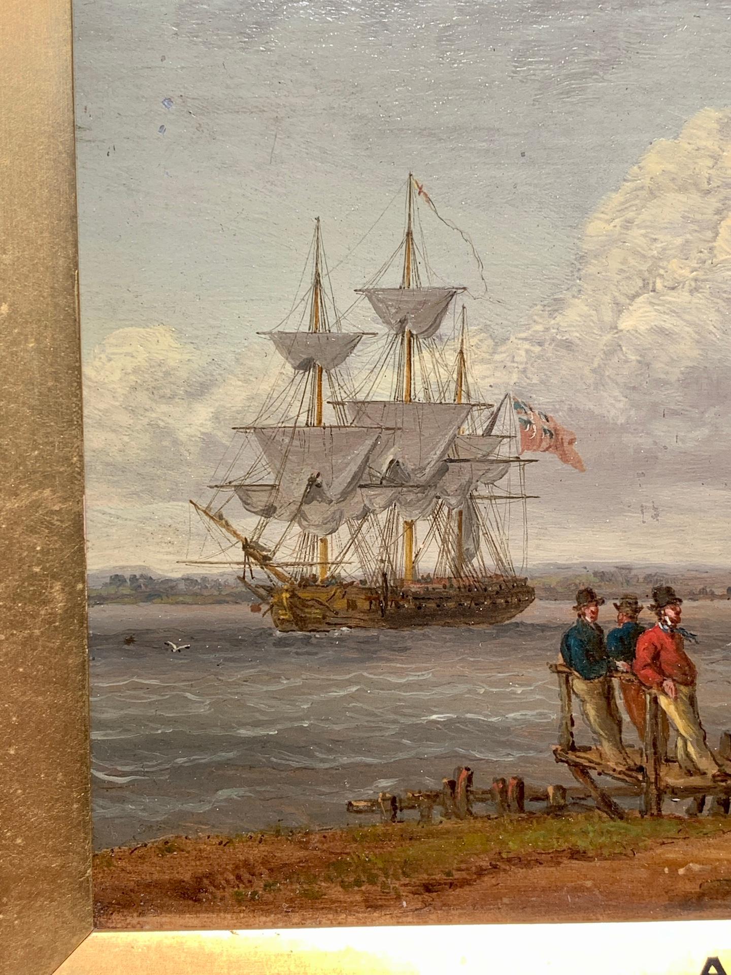 Antique English 19th century marine scene - Old Masters Painting by William Anderson