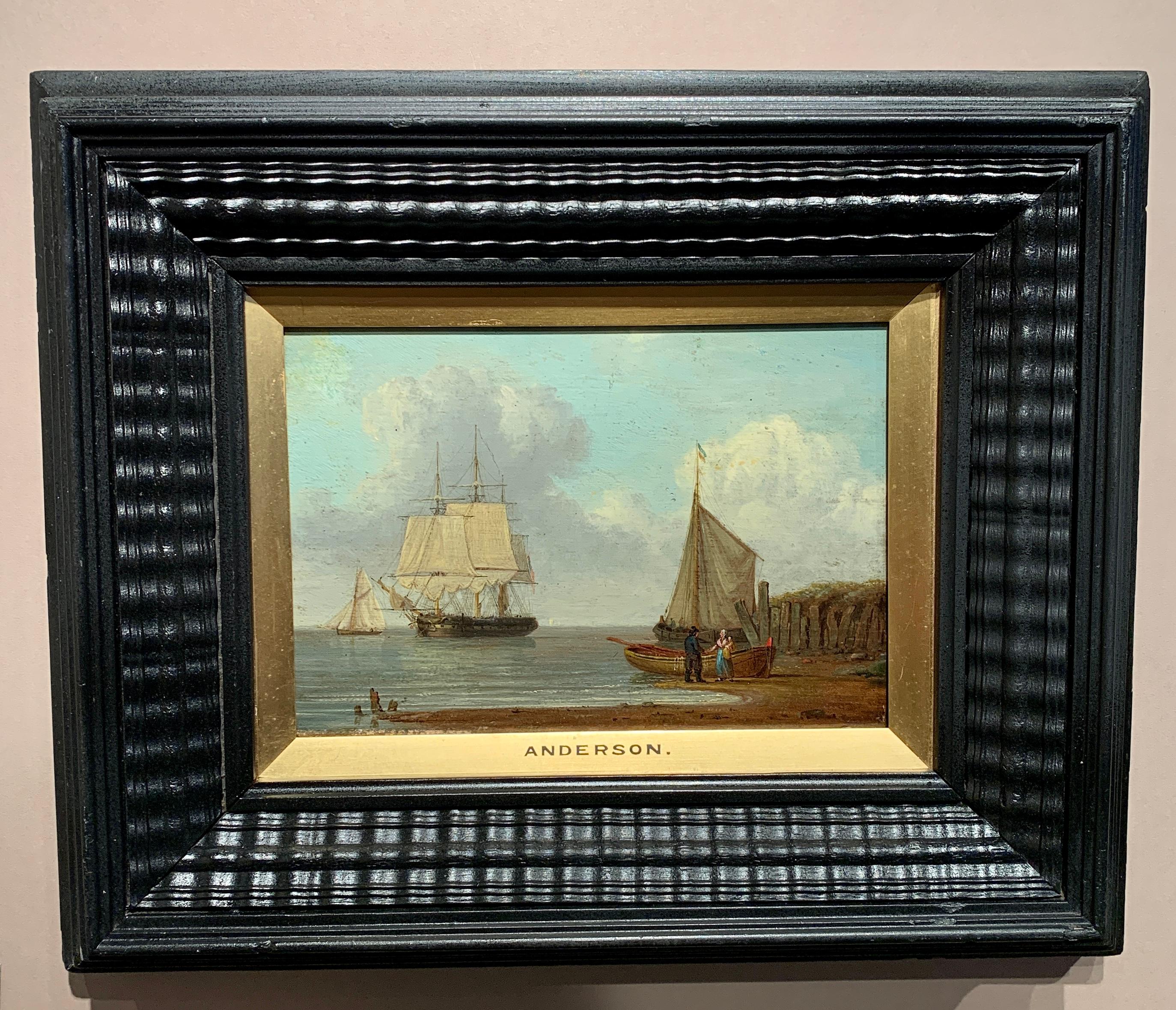Ancienne scène marine anglaise du 19e siècle