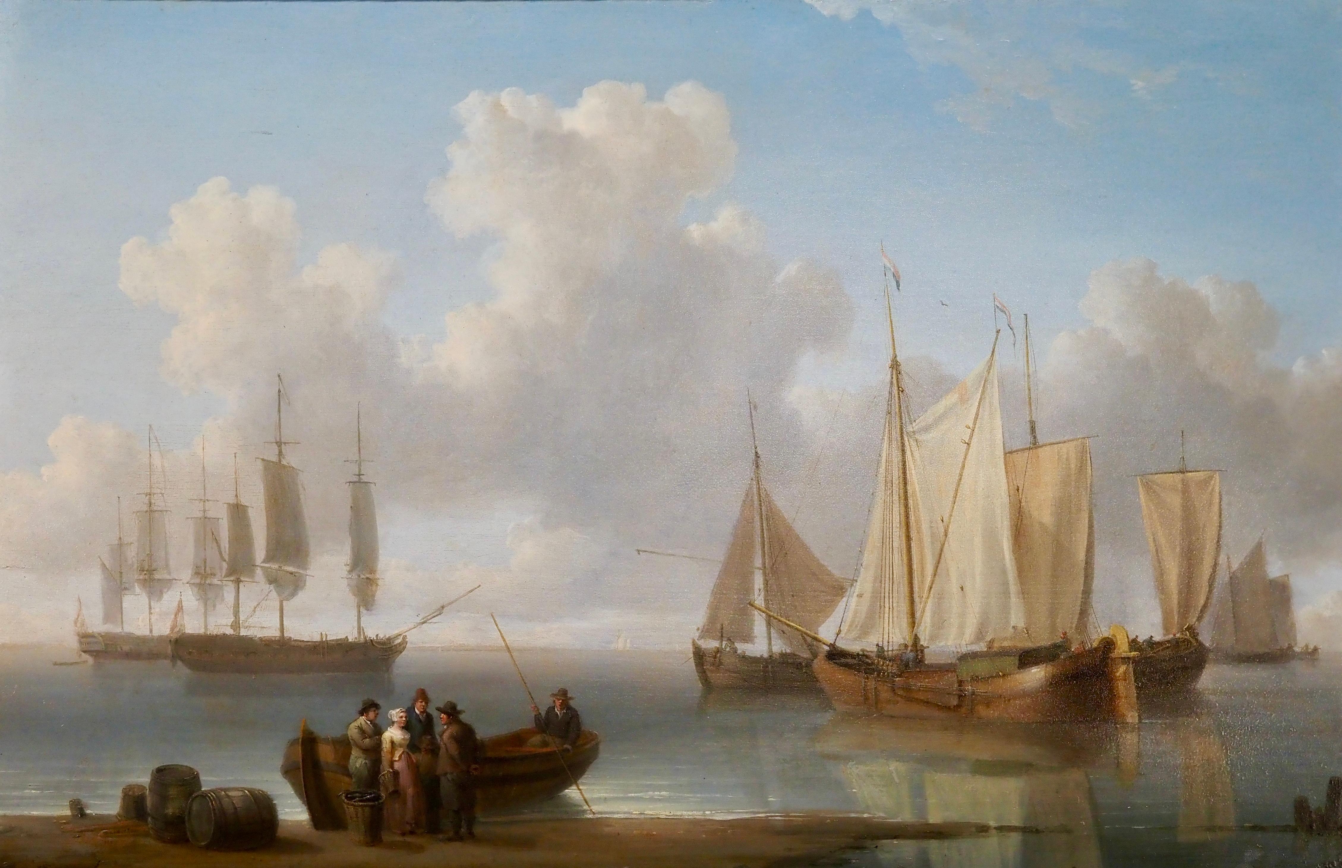 Navi con la bassa marea - Painting Vittoriano di William Anderson