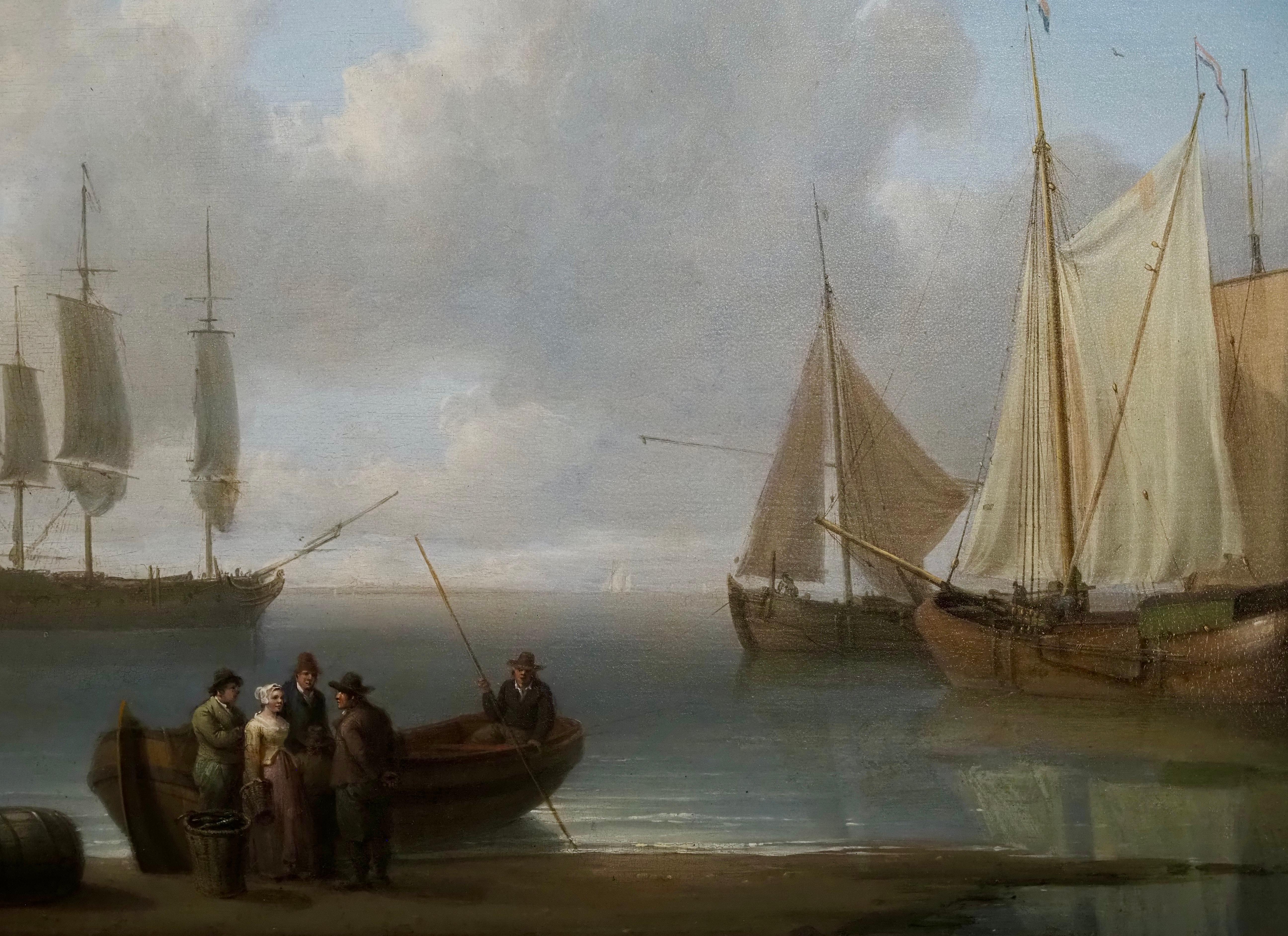 William Anderson (1757-1837)
Navi con la bassa marea
Olio su pannello
Firmato e datato 1827 in basso a sinistra
Dimensioni del dipinto 18 x 28 pollici
Dimensioni incorniciate 22 1/2 x 32 pollici

William Anderson (1757-1837) è stato un importante