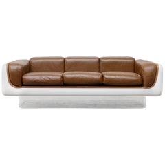 Vintage William Andrus for Steelcase Fiberglass, Lucite and Leather Sofa, 1960s