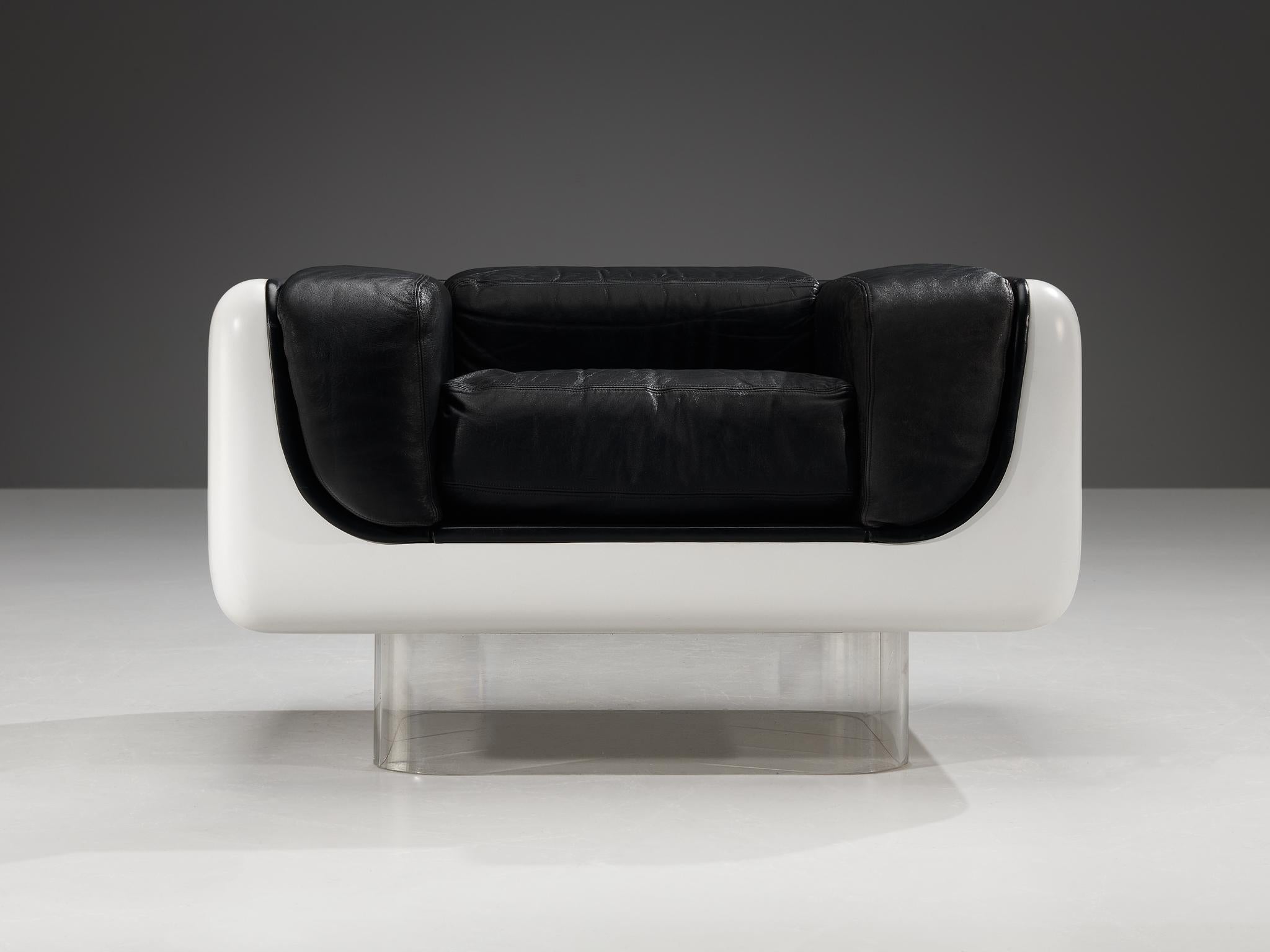 Post-Modern William Andrus for Steelcase Living Room Set in Fiberglass and Leather