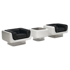 William Andrus for Steelcase Living Room Set in Fiberglass and Leather 