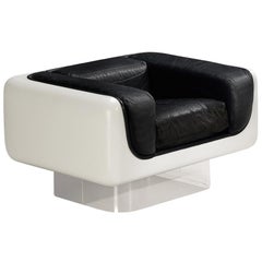 Retro William Andrus for Steelcase Lounge Chair in Fiberglass and Leather 