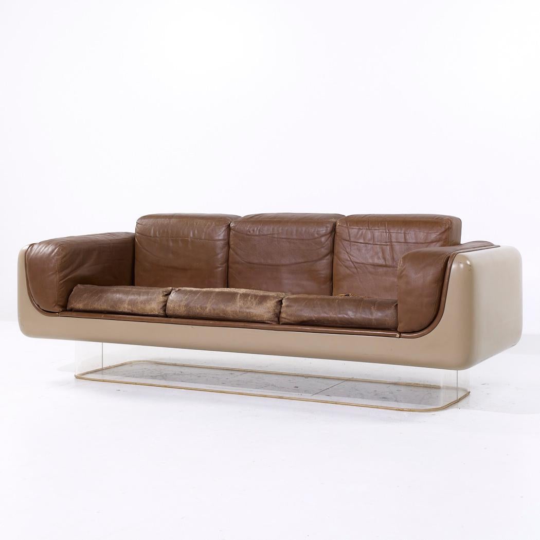 Mid-Century moderno William Andrus per Steelcase Modello 465 Divano in lucite e fibra di vetro di metà secolo in vendita
