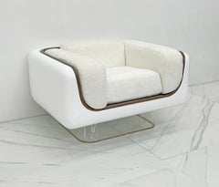 William Andrus for Steelcase Space Age Lounge, White Bouclé and Leather, 1970s