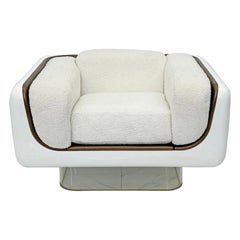 William Andrus for Steelcase Space Age Lounge, White Bouclé and Leather, 1970s
