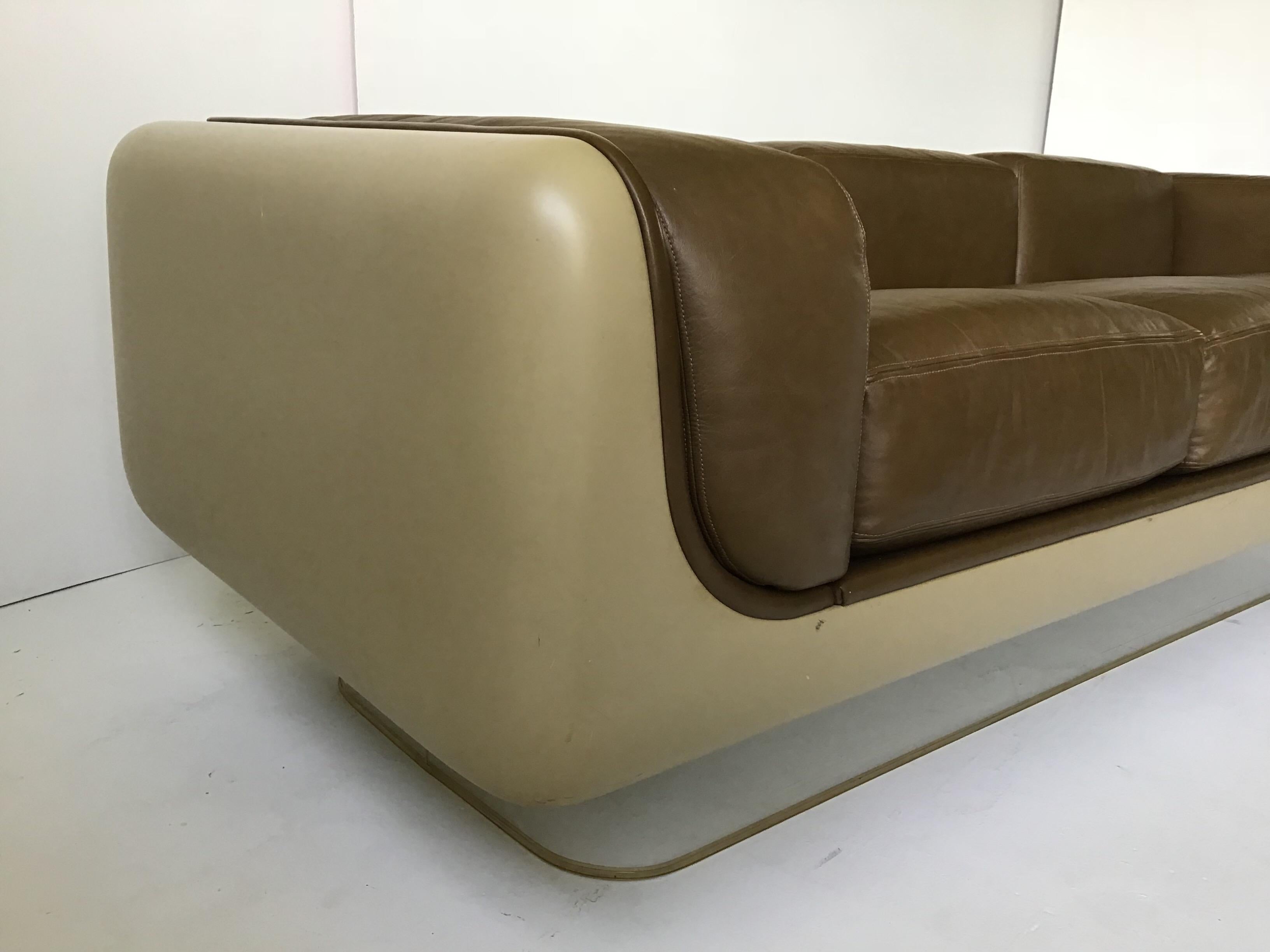 Modern William Andrus Steelcase Leather Sofa For Sale