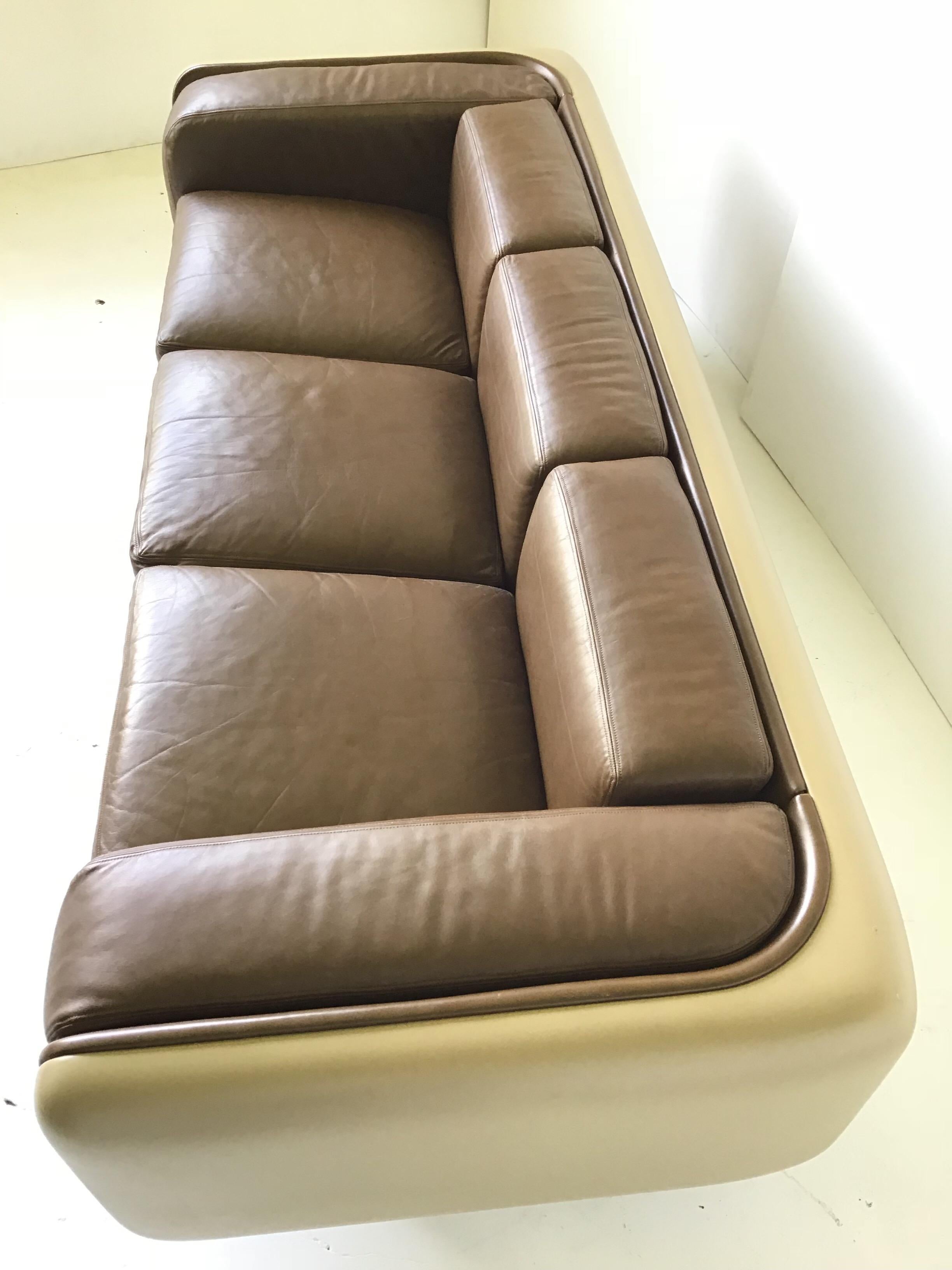 American William Andrus Steelcase Leather Sofa For Sale