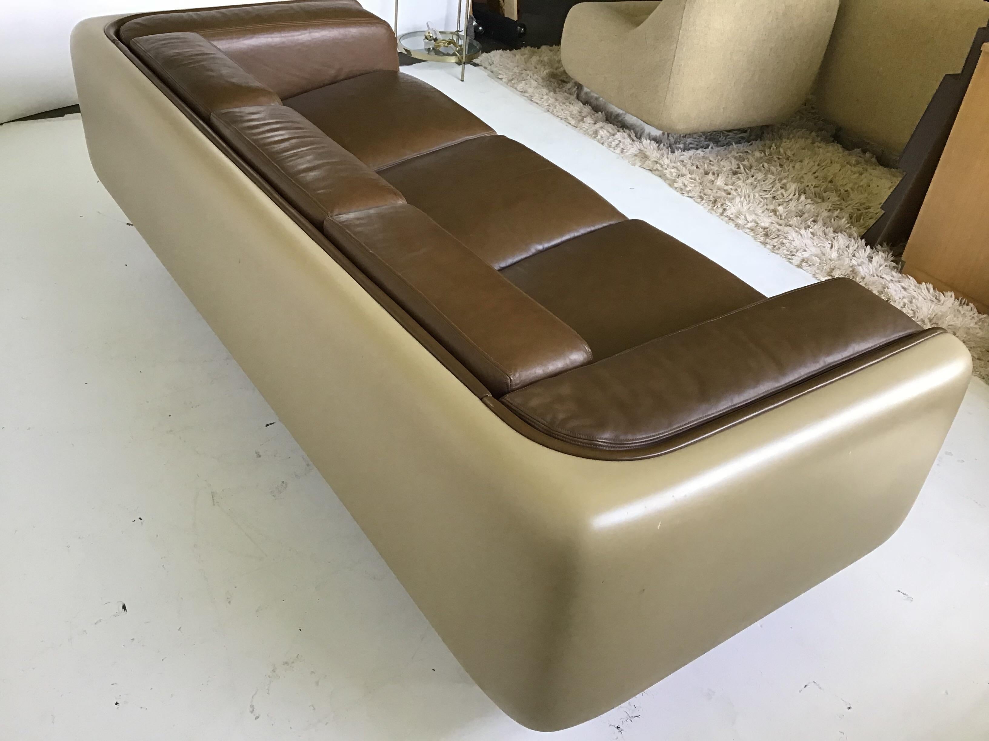 Late 20th Century William Andrus Steelcase Leather Sofa For Sale
