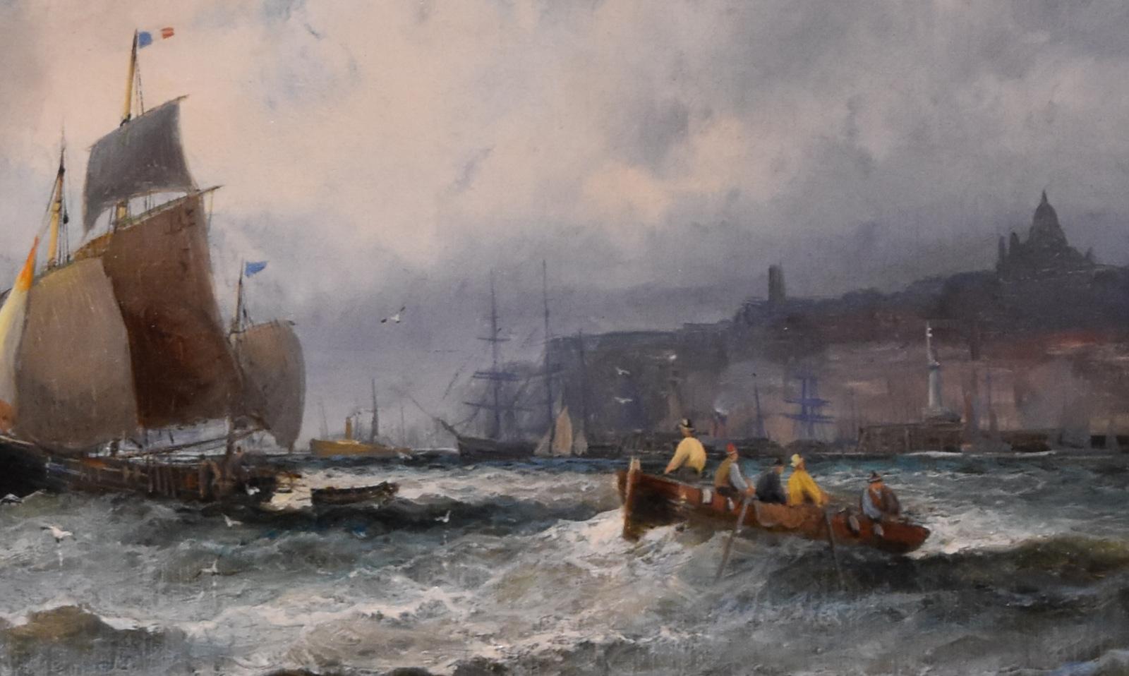 Ölgemälde von William Anslow Thornley „französische Fischerboote vor Boulogne“, Öl im Angebot 1
