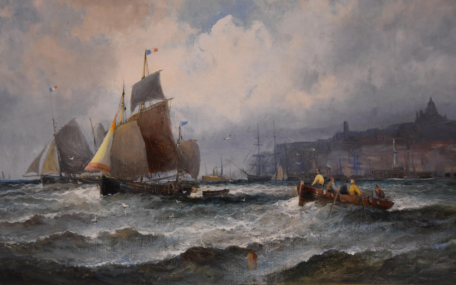 Ölgemälde von William Anslow Thornley „französische Fischerboote vor Boulogne“, Öl im Angebot 3