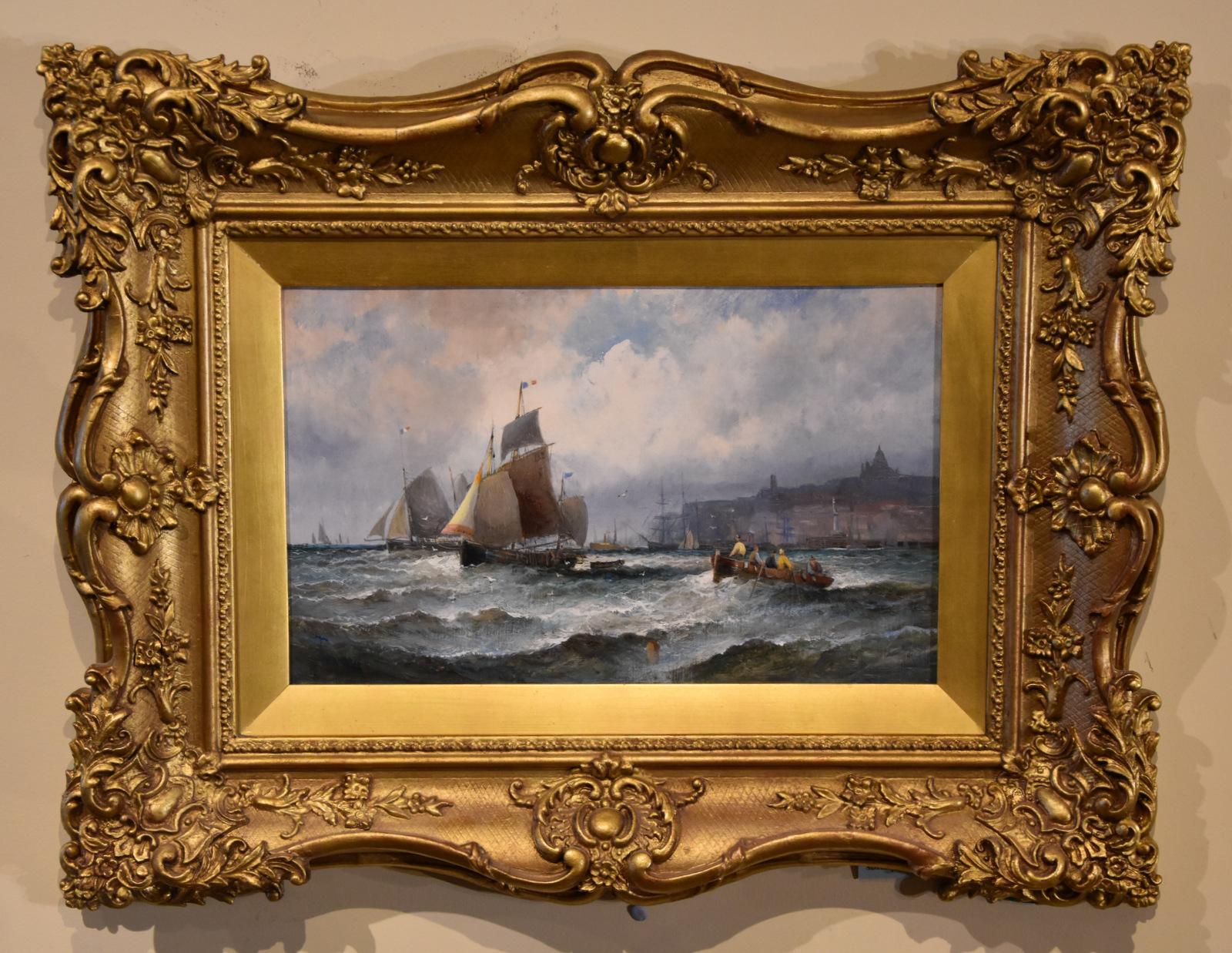 Ölgemälde von William Anslow Thornley „französische Fischerboote vor Boulogne“, Öl