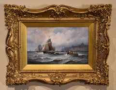 Oil Painting by William Anslow Thornley "French Fishing Boats off Boulogne"