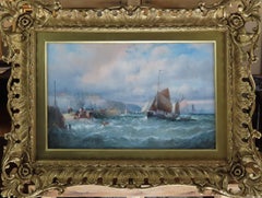 Oil painting pair by William Anslow Thornley "The Lower Thames"