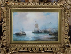Oil painting pair by William Anslow Thornley "The Lower Thames"