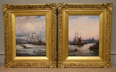 Oil Painting Seascape Coastal Marine Pair pair William Anslow Thornley