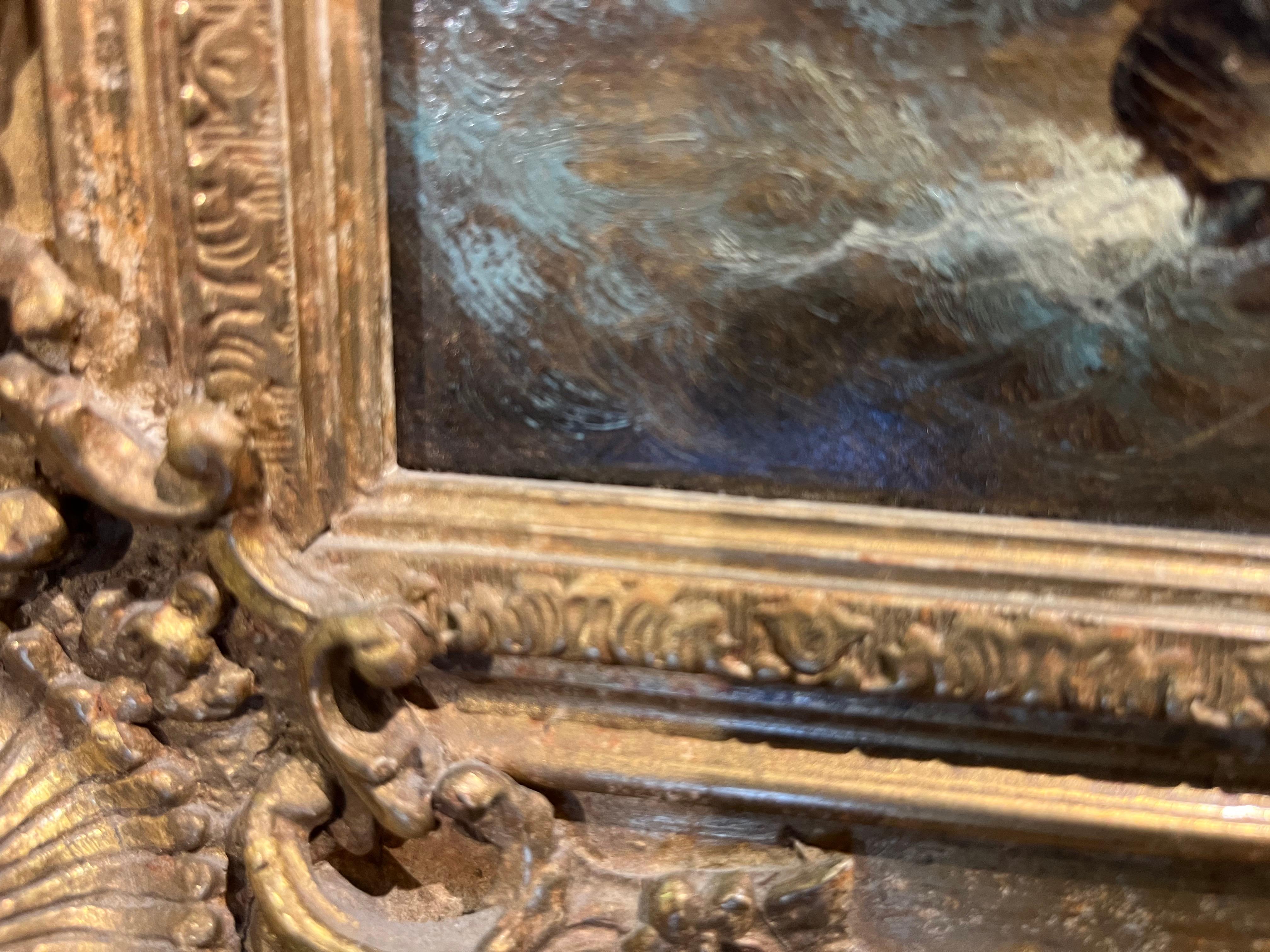 VECCHIO MAESTRO W . OIL PAINTING THORNLEY Alta qualità del XIX secolo Cornice dorata 5