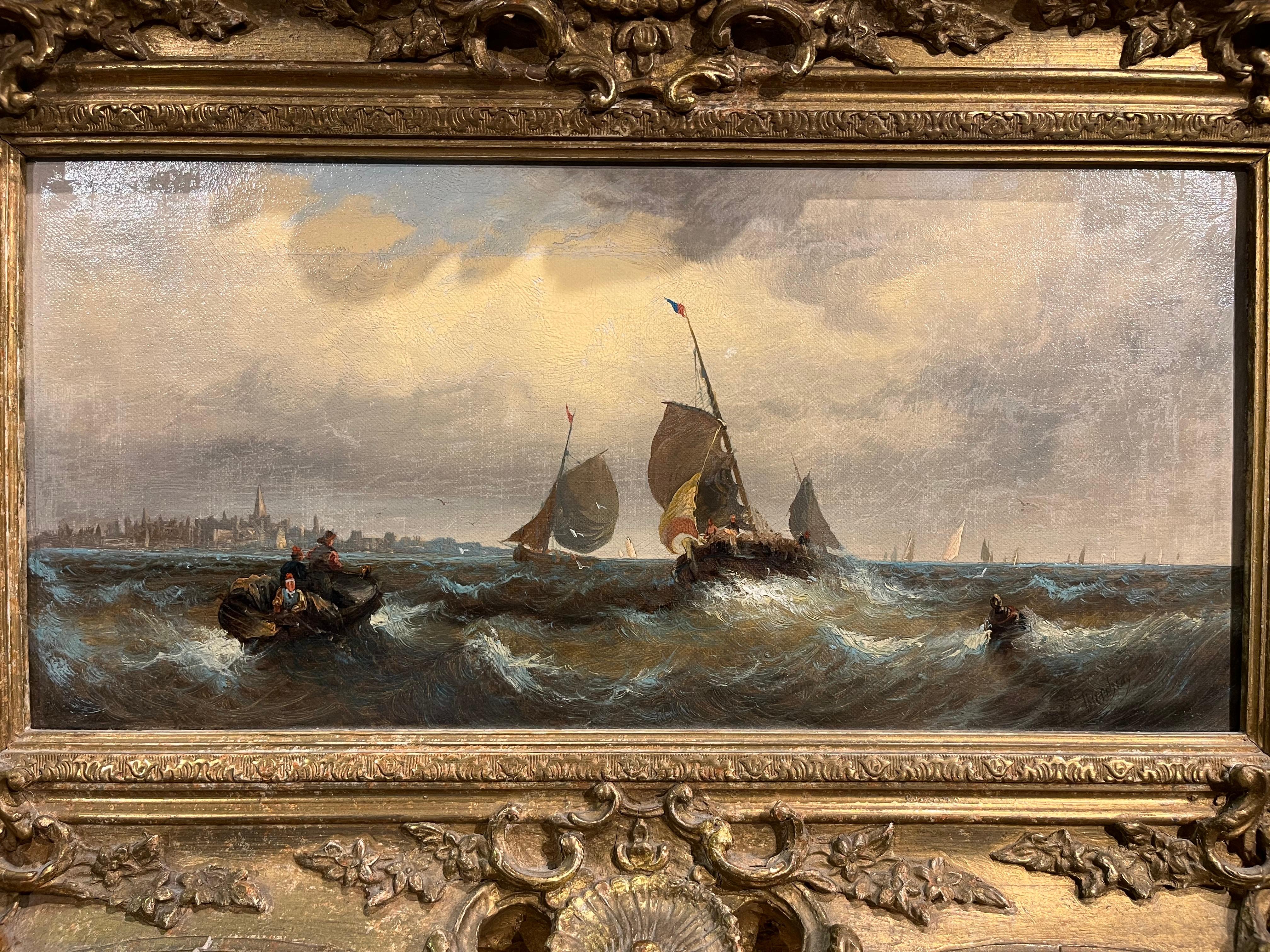 VECCHIO MAESTRO W . OIL PAINTING THORNLEY Alta qualità del XIX secolo Cornice dorata 7