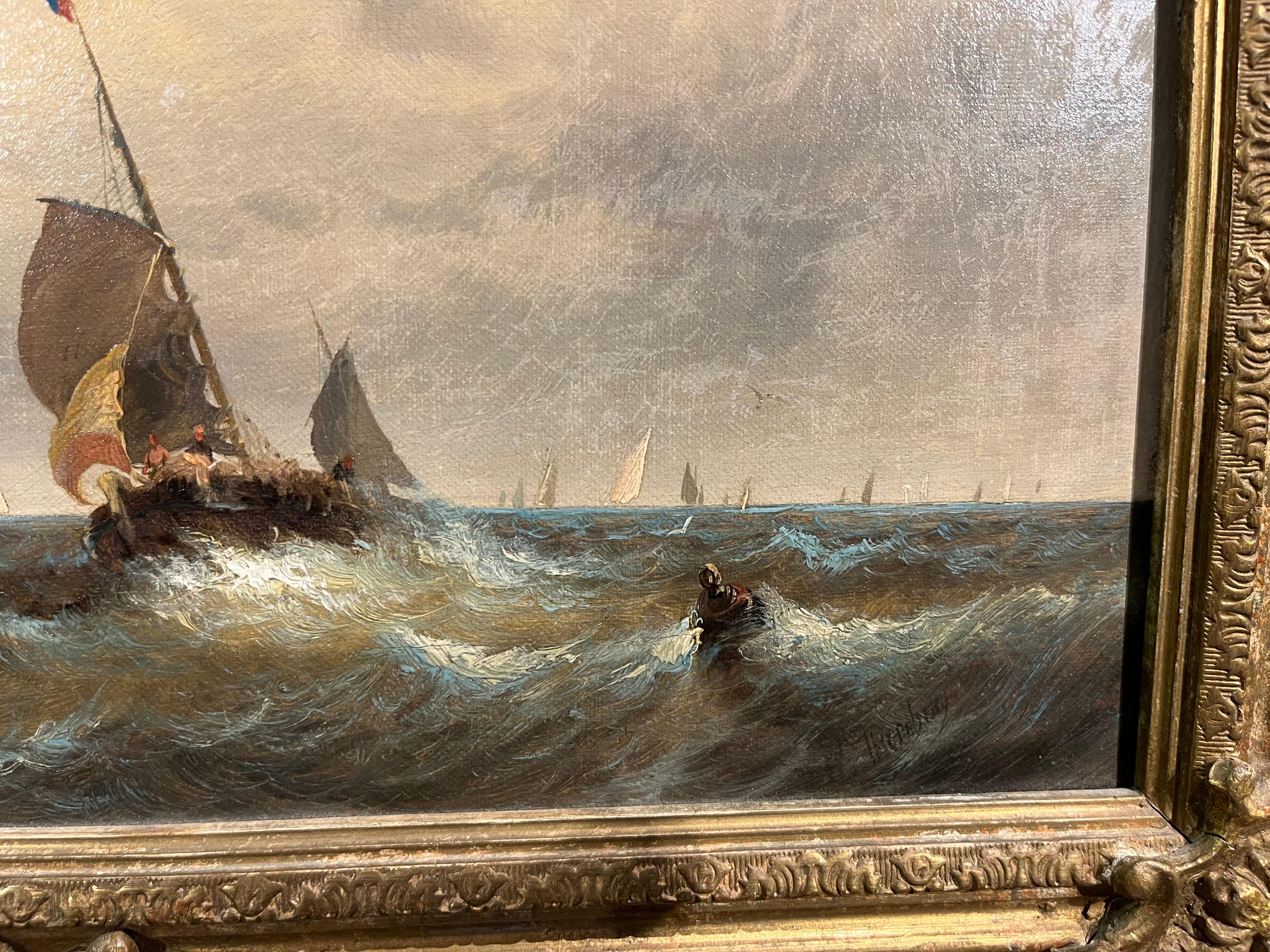 VECCHIO MAESTRO W . OIL PAINTING THORNLEY Alta qualità del XIX secolo Cornice dorata 8