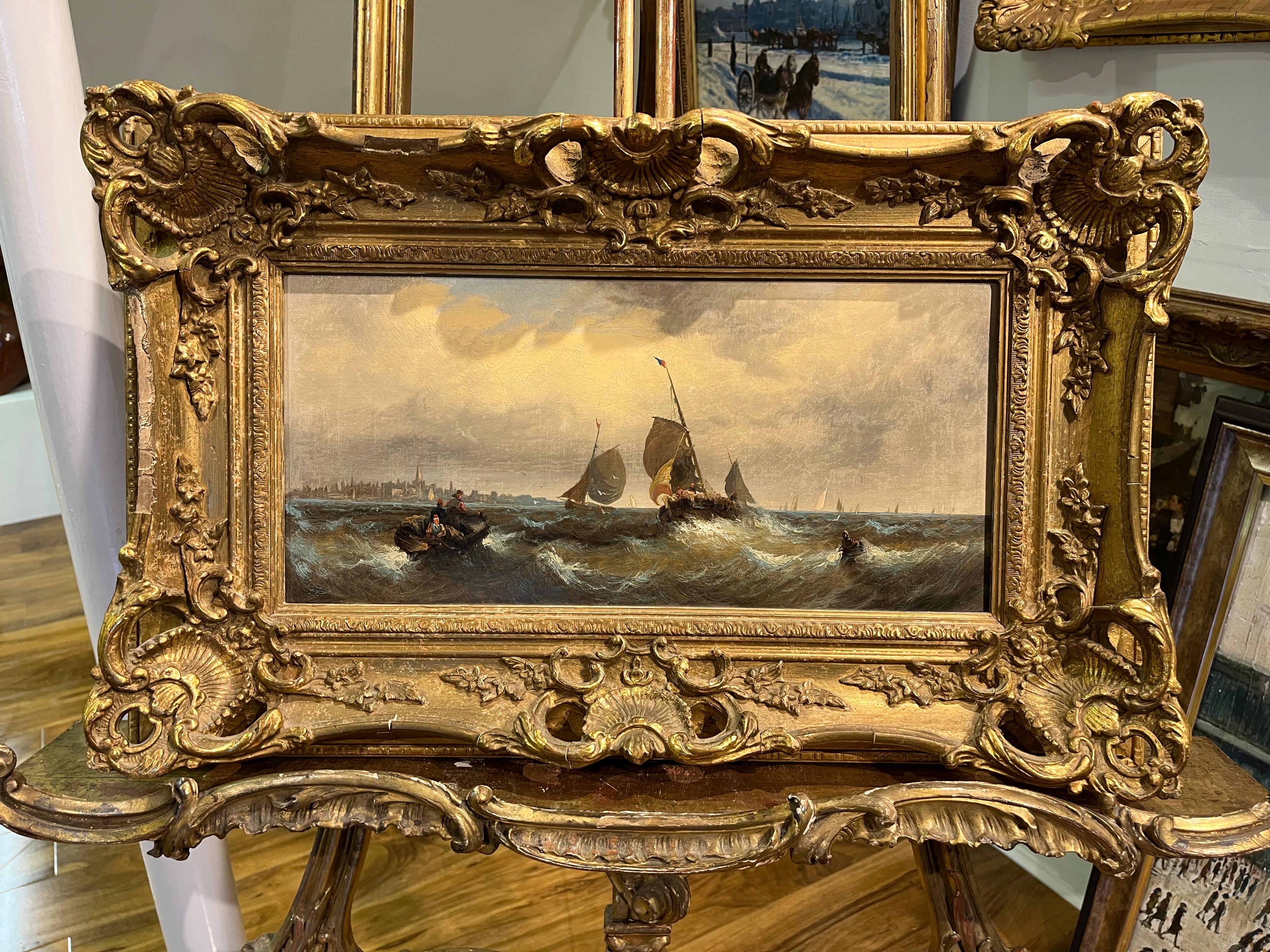 VECCHIO MAESTRO W . OIL PAINTING THORNLEY Alta qualità del XIX secolo Cornice dorata 9