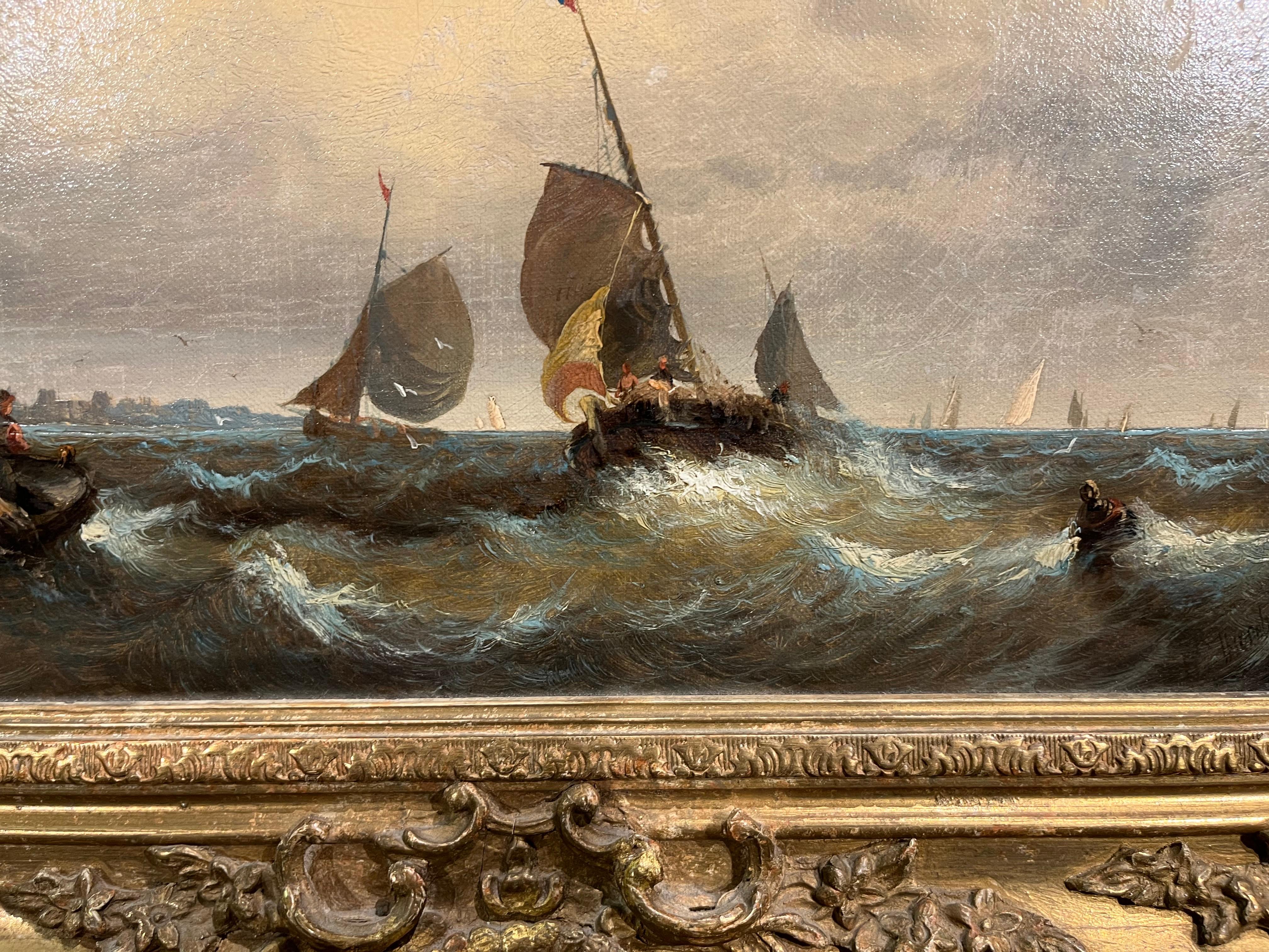 VECCHIO MAESTRO W . OIL PAINTING THORNLEY Alta qualità del XIX secolo Cornice dorata 11